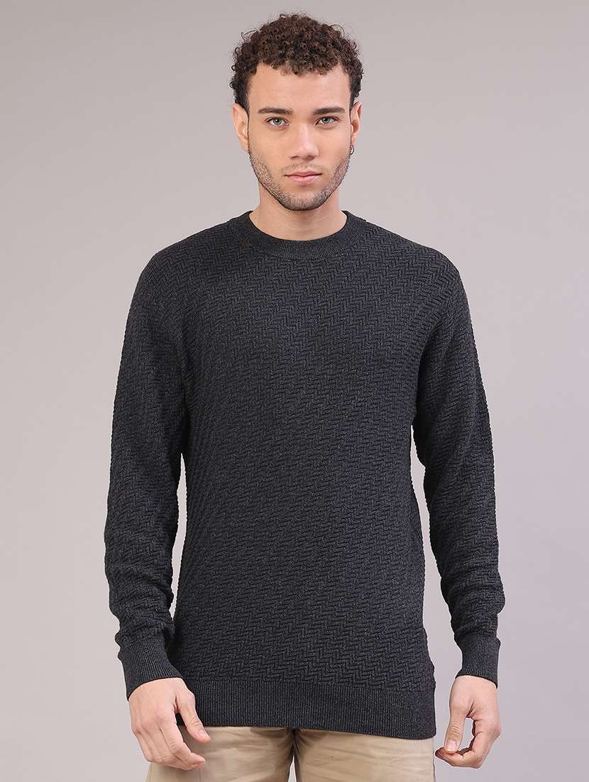 men self design long sleeve regular fit pullover - 22183904 -  Standard Image - 1