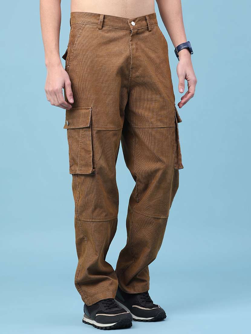men solid mid rise cargo - 22183930 -  Standard Image - 1