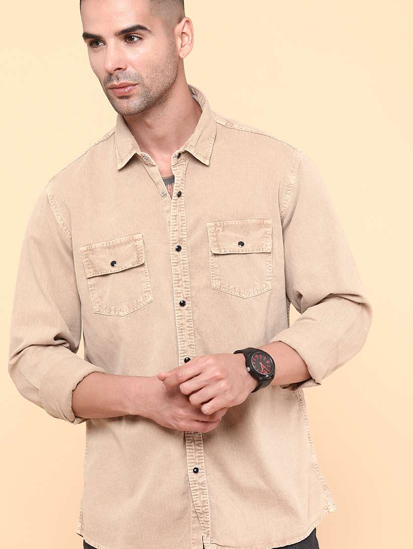 men solid long sleeve regular fit casual shirt - 22183959 -  Standard Image - 4