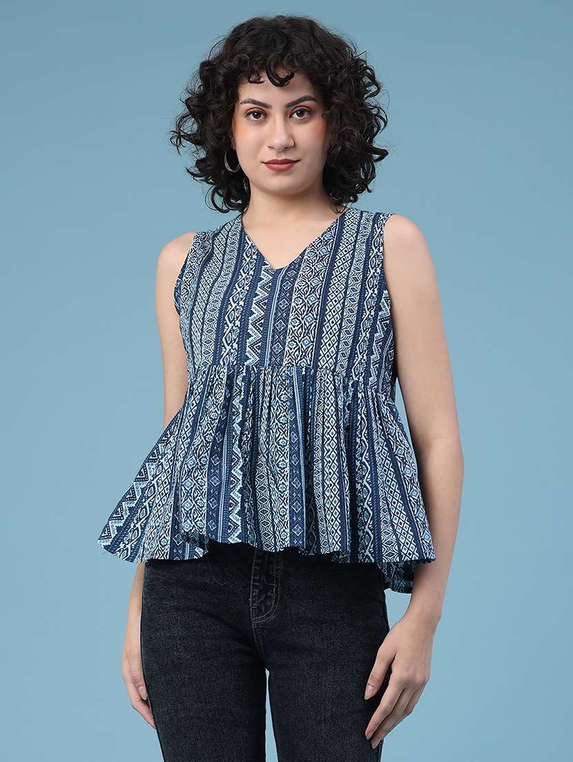 women printed v neck top - 22183969 -  Standard Image - 1