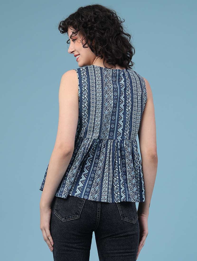 women printed v neck top - 22183969 -  Standard Image - 4