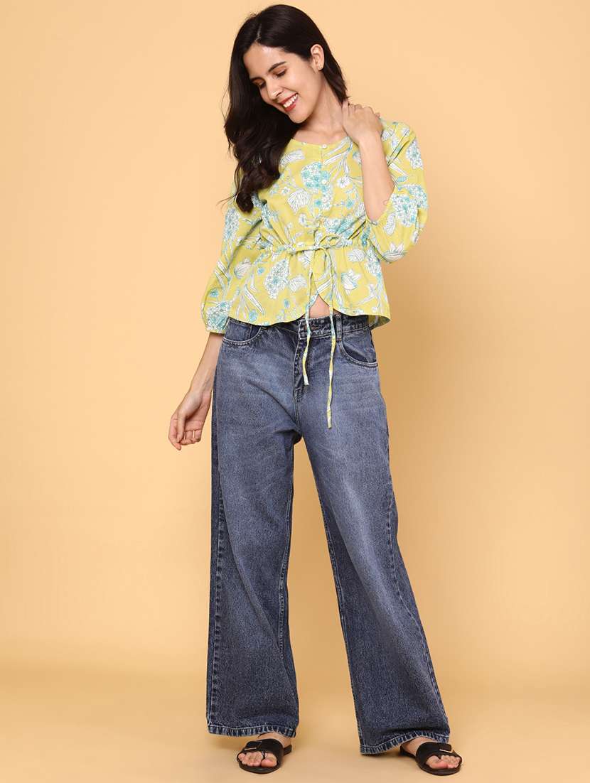 women printed three quarter sleeve top - 22183970 -  Standard Image - 4