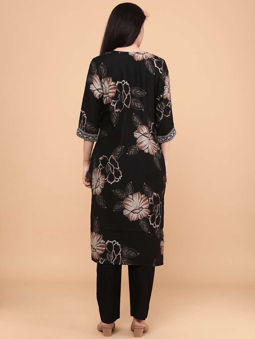 black cotton kurta pant  set - 22183983 -  Standard Image - 4