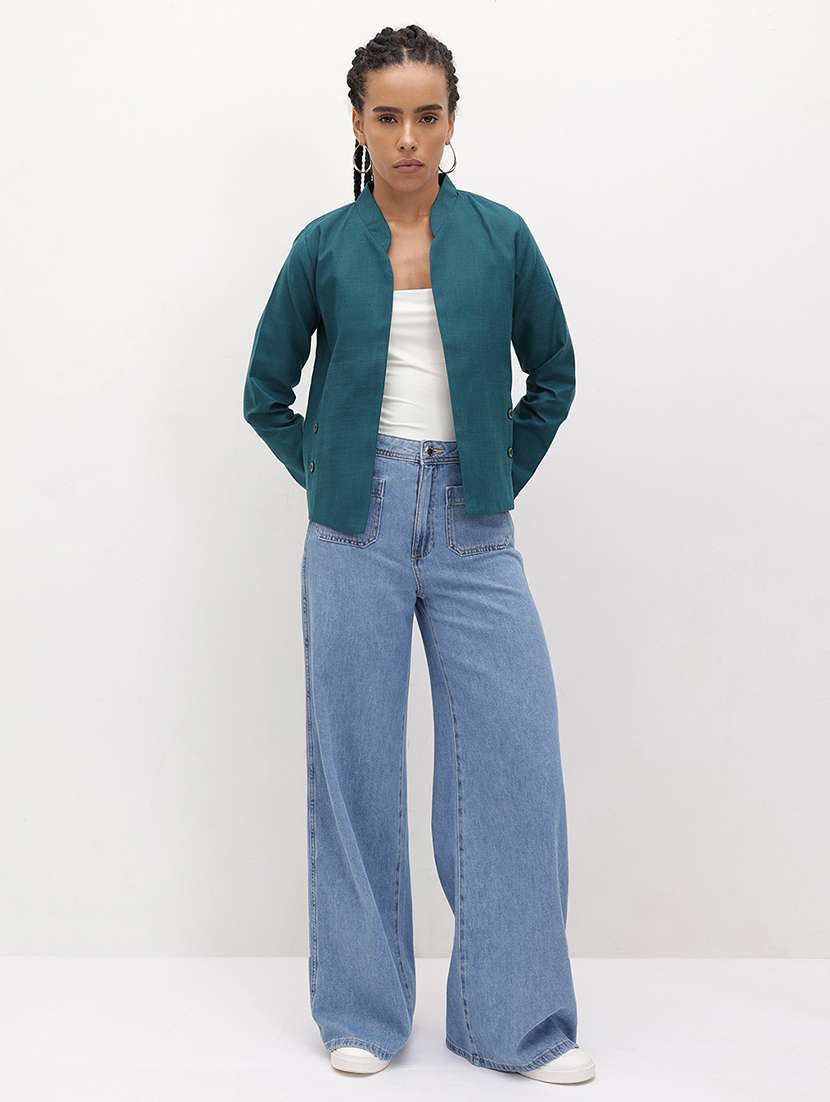 women solid long sleeve regular jacket - 22184095 -  Standard Image - 4