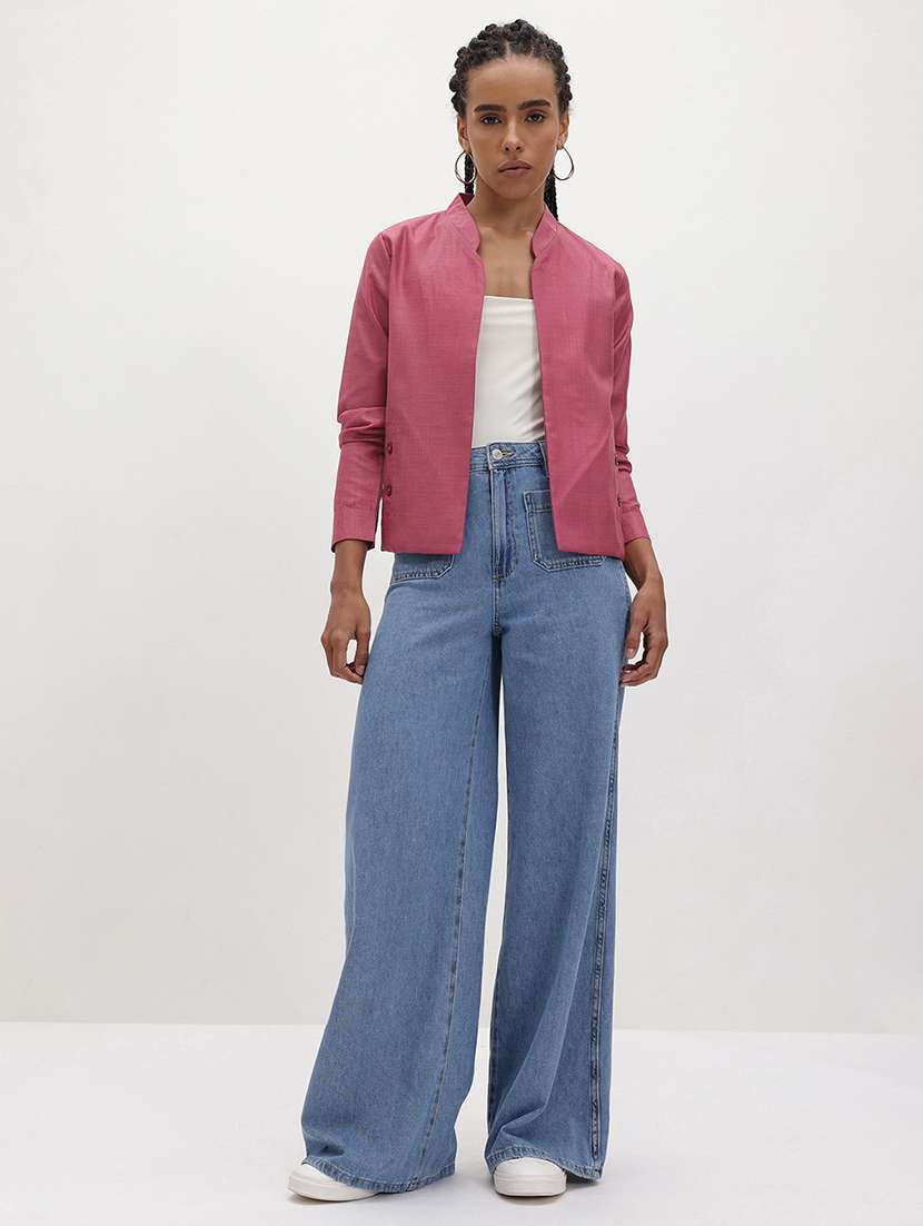 women solid long sleeve regular jacket - 22184096 -  Standard Image - 4