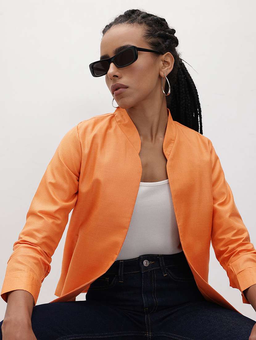 women solid long sleeve regular jacket - 22184097 -  Standard Image - 1