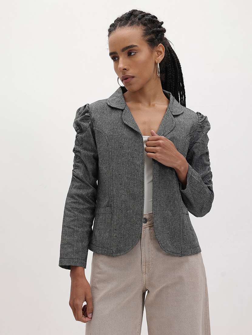 women solid long sleeve regular jacket