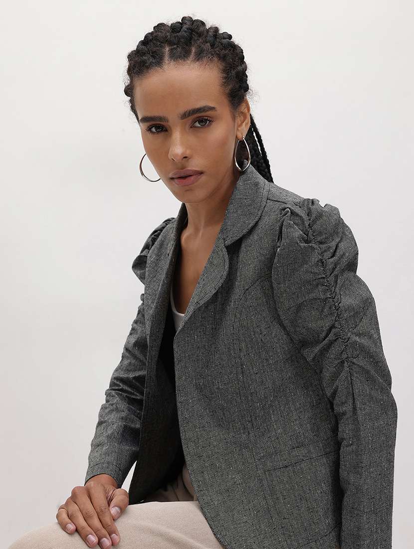 women solid long sleeve regular jacket - 22184098 -  Standard Image - 1