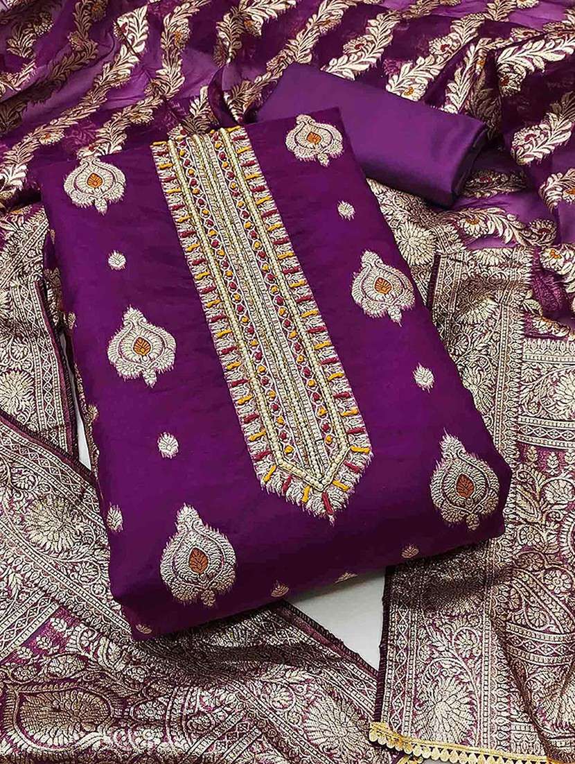 women self design embroidered unstitched suit set - 22184106 -  Standard Image - 1