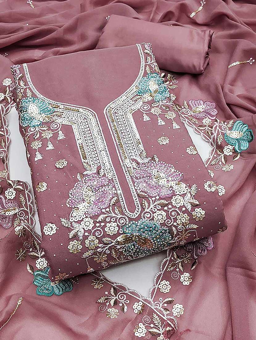 women solid with work embroidered unstitched suit set - 22184155 -  Standard Image - 1