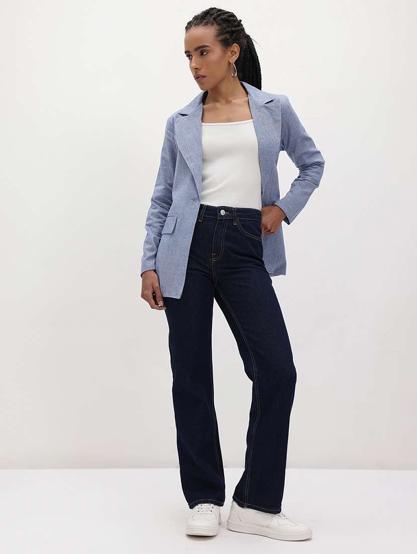 women solid long sleeve single breasted blazer - 22184200 -  Standard Image - 4