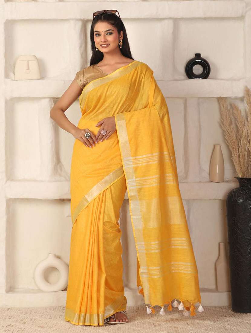 women solid with bordered saree with blouse - 22184204 -  Standard Image - 1