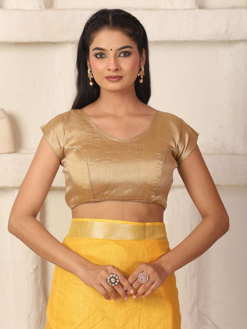 women solid with bordered saree with blouse - 22184204 -  Standard Image - 6