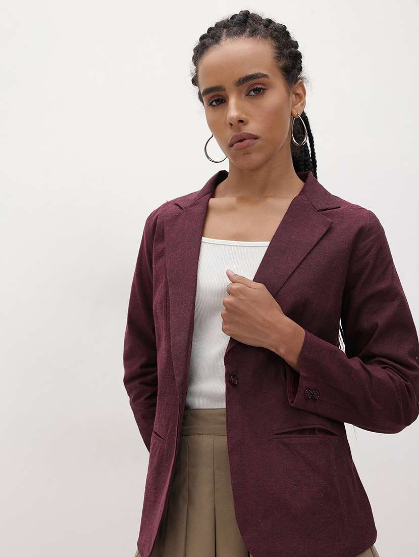 women solid long sleeve single breasted blazer - 22184205 -  Standard Image - 1