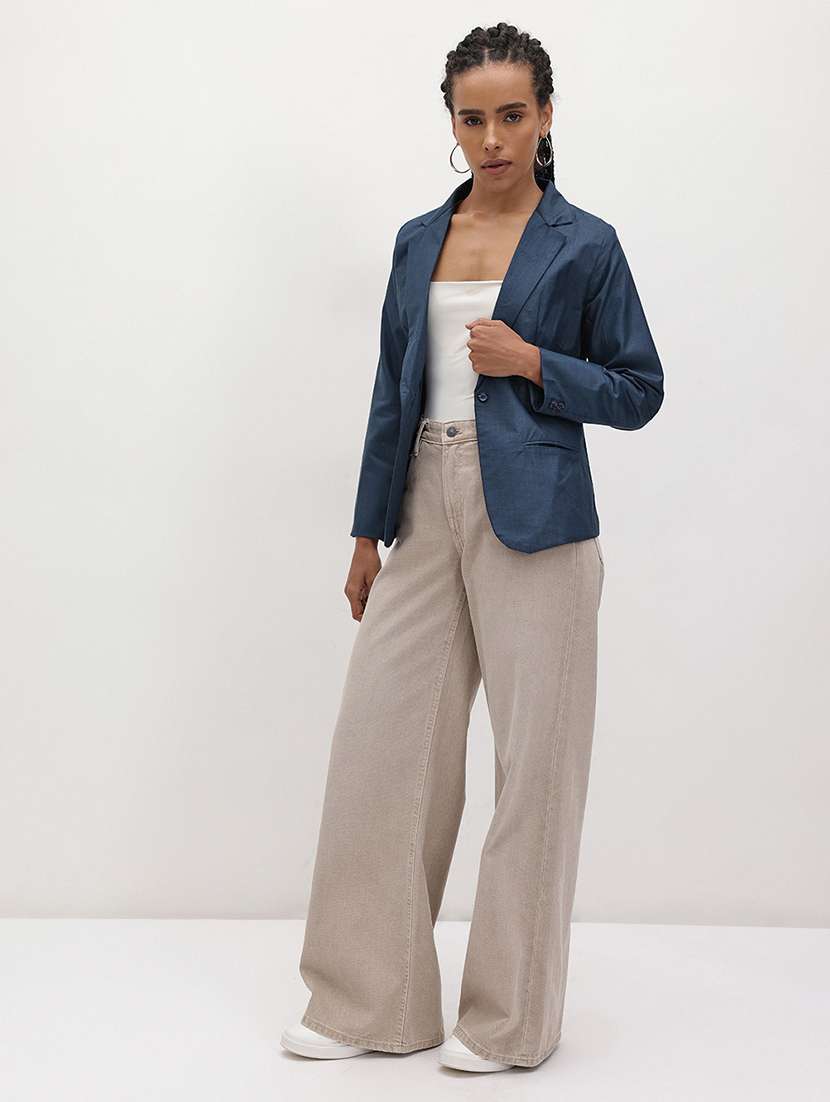 women solid long sleeve single breasted blazer - 22184206 -  Standard Image - 4