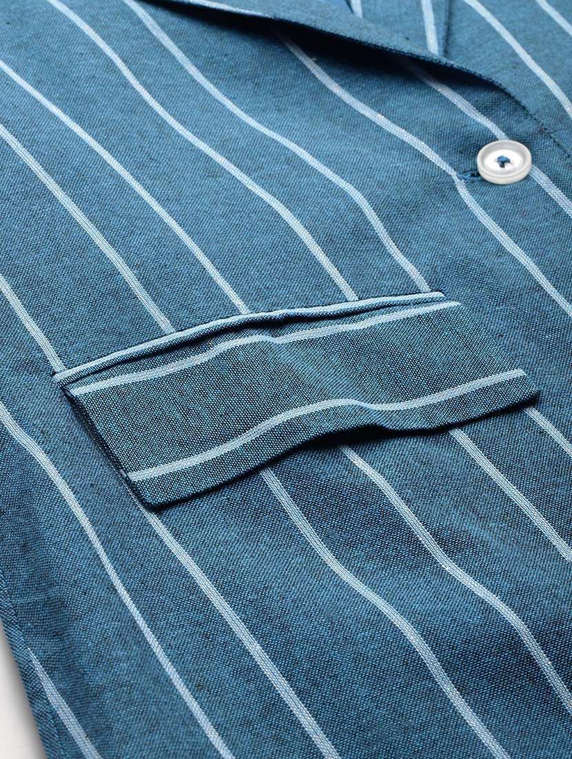 women striped long sleeve single breasted blazer - 22184216 -  Standard Image - 4