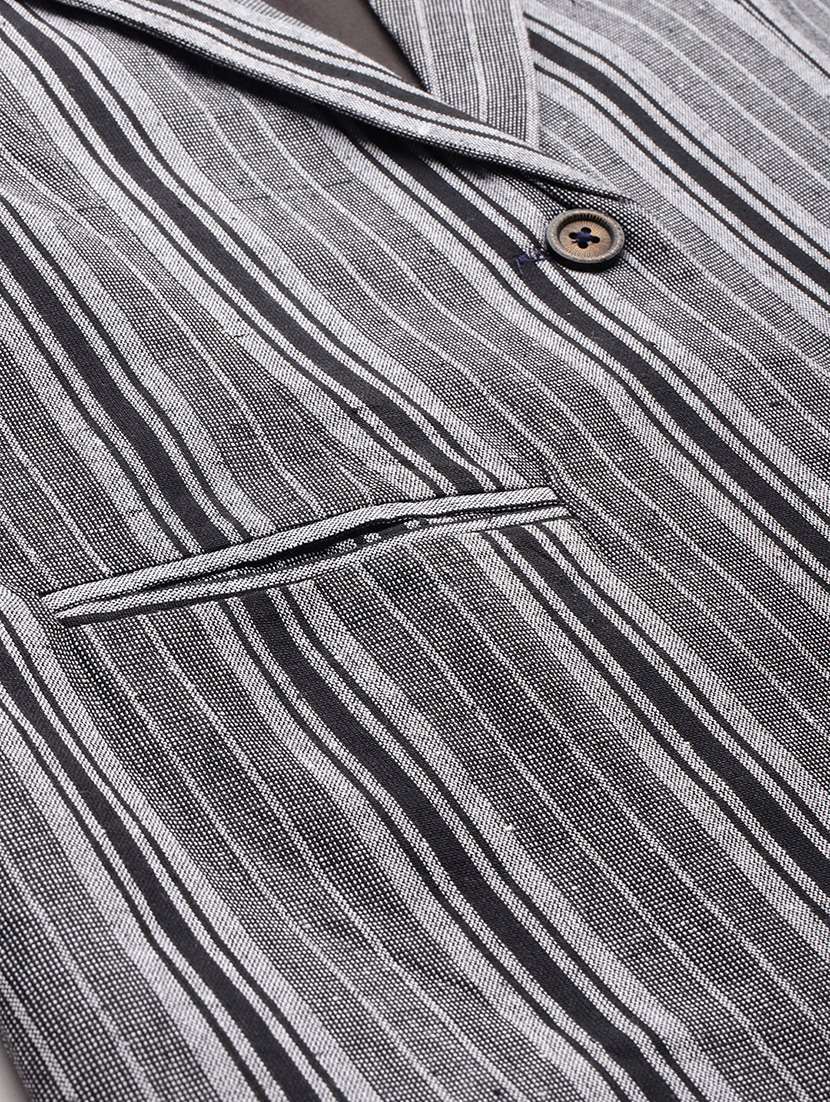 women striped long sleeve single breasted blazer - 22184221 -  Standard Image - 6