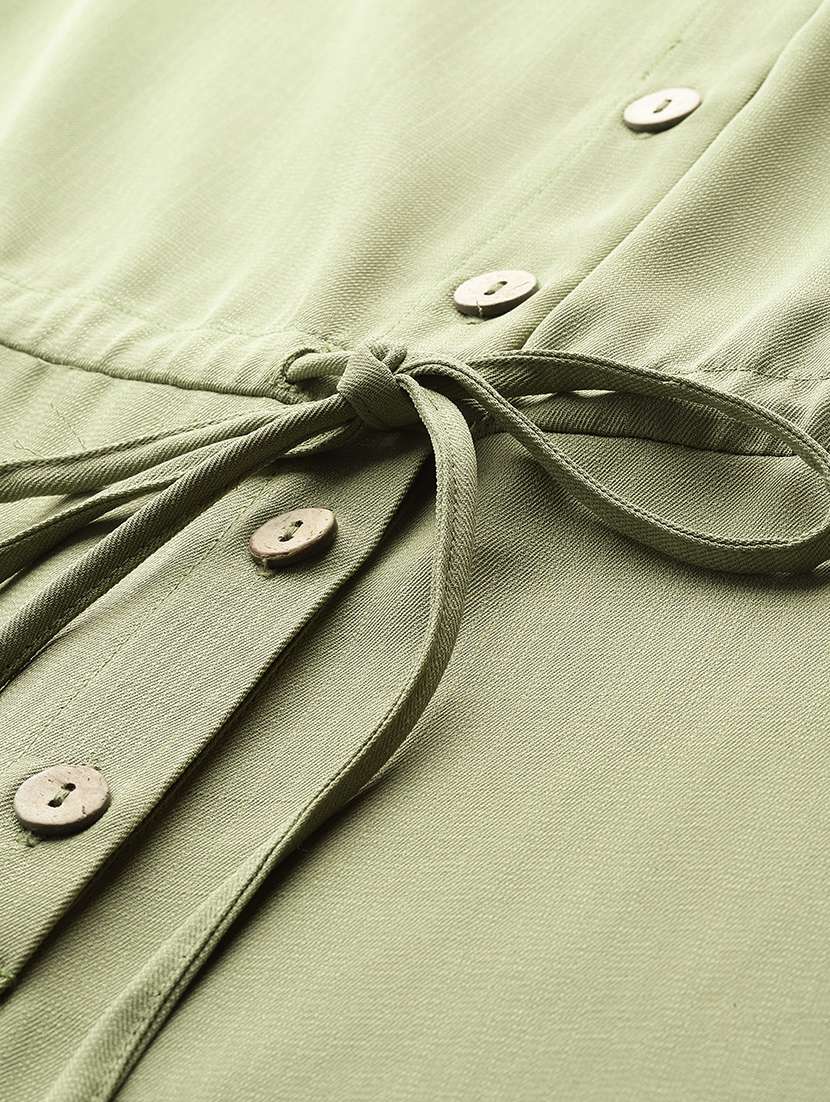 women olive solid bell sleeve jumpsuit - 22184233 -  Standard Image - 4