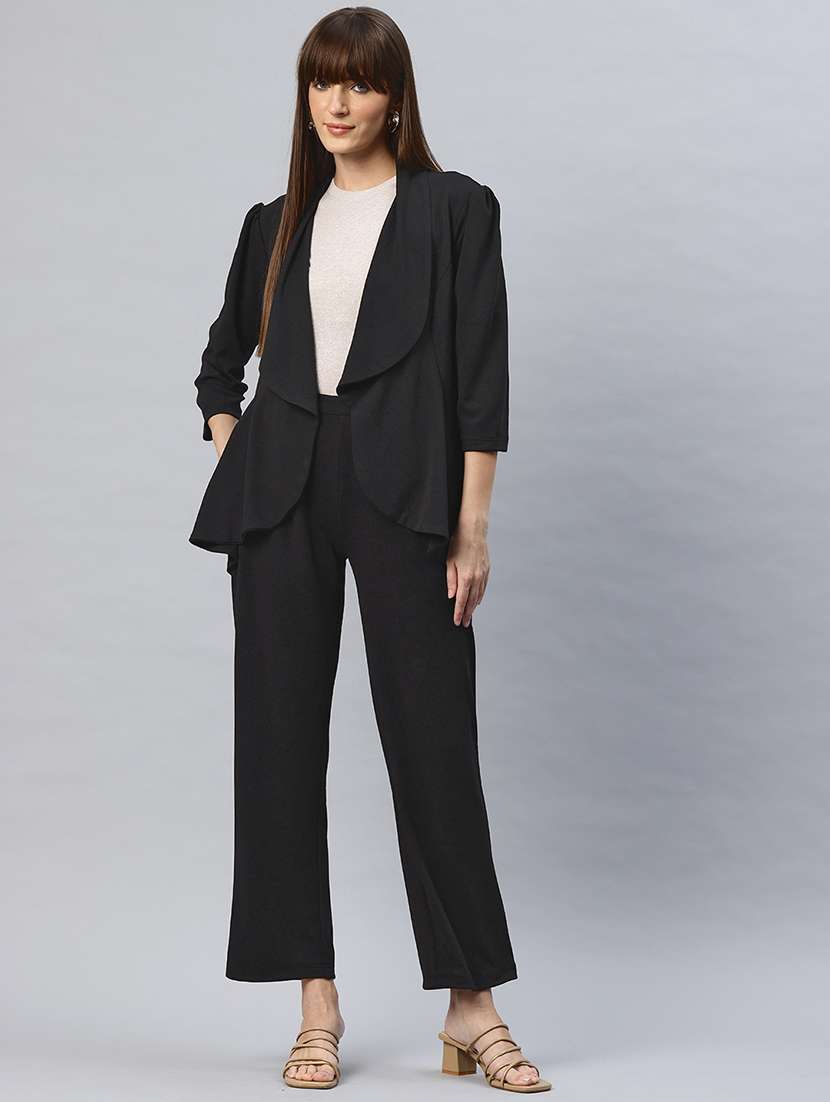women solid blazer & trouser co-ord set - 22184234 -  Standard Image - 1