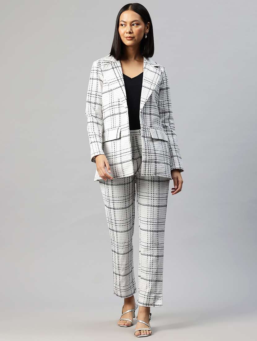 women checkered blazer & trouser co-ord set - 22184237 -  Standard Image - 1