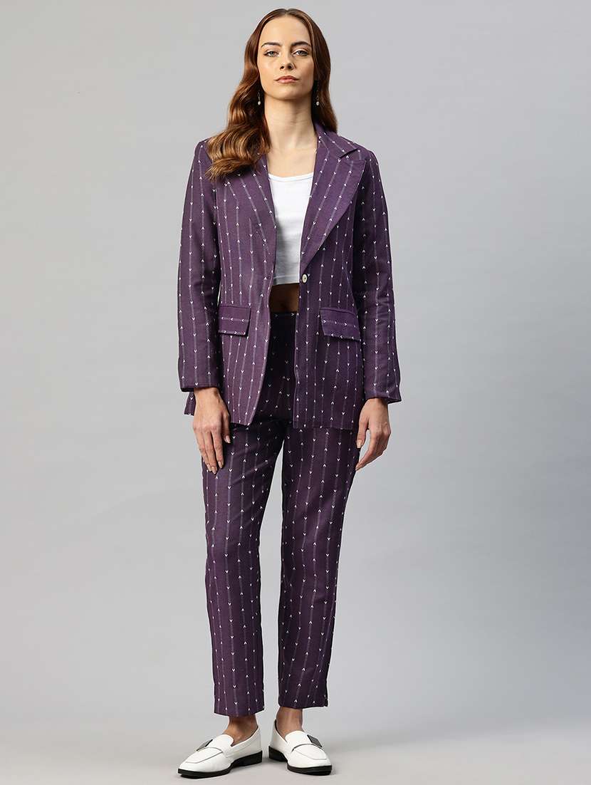 women self design blazer & trouser co-ord set - 22184238 -  Standard Image - 1