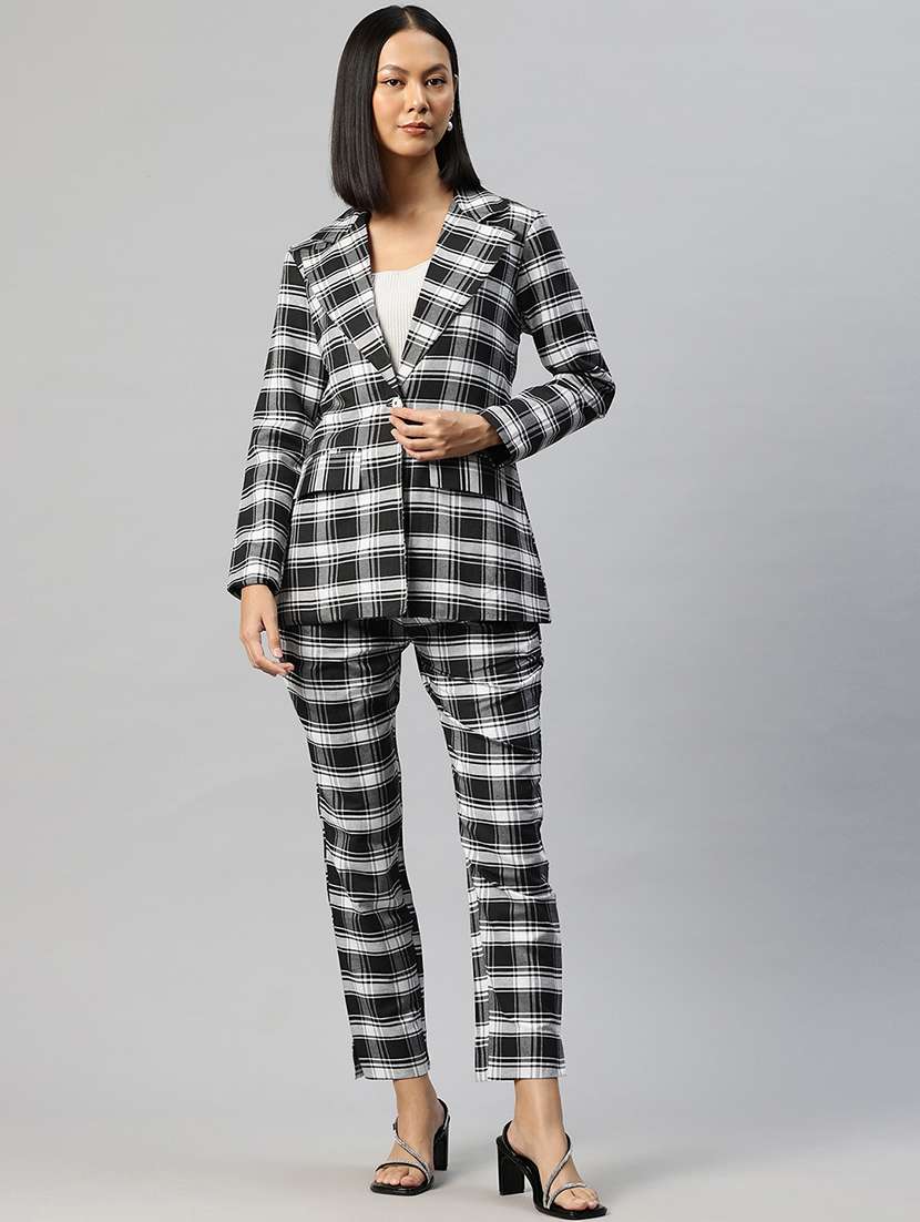 women checkered blazer & trouser co-ord set - 22184239 -  Standard Image - 1