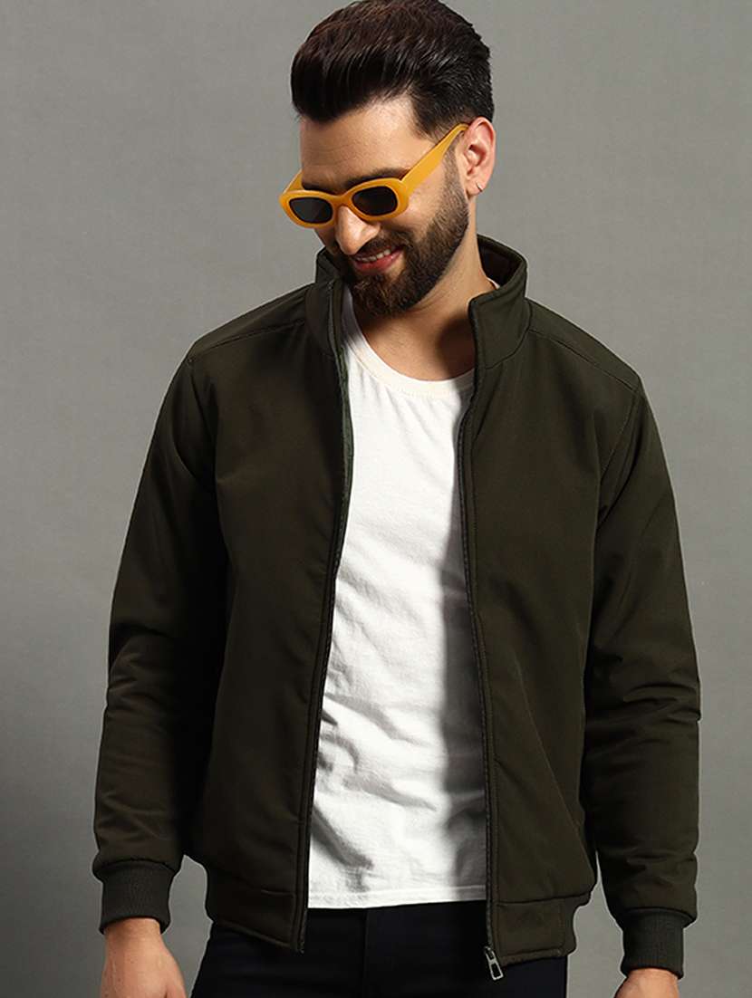 men solid long sleeve regualr fit casual jacket