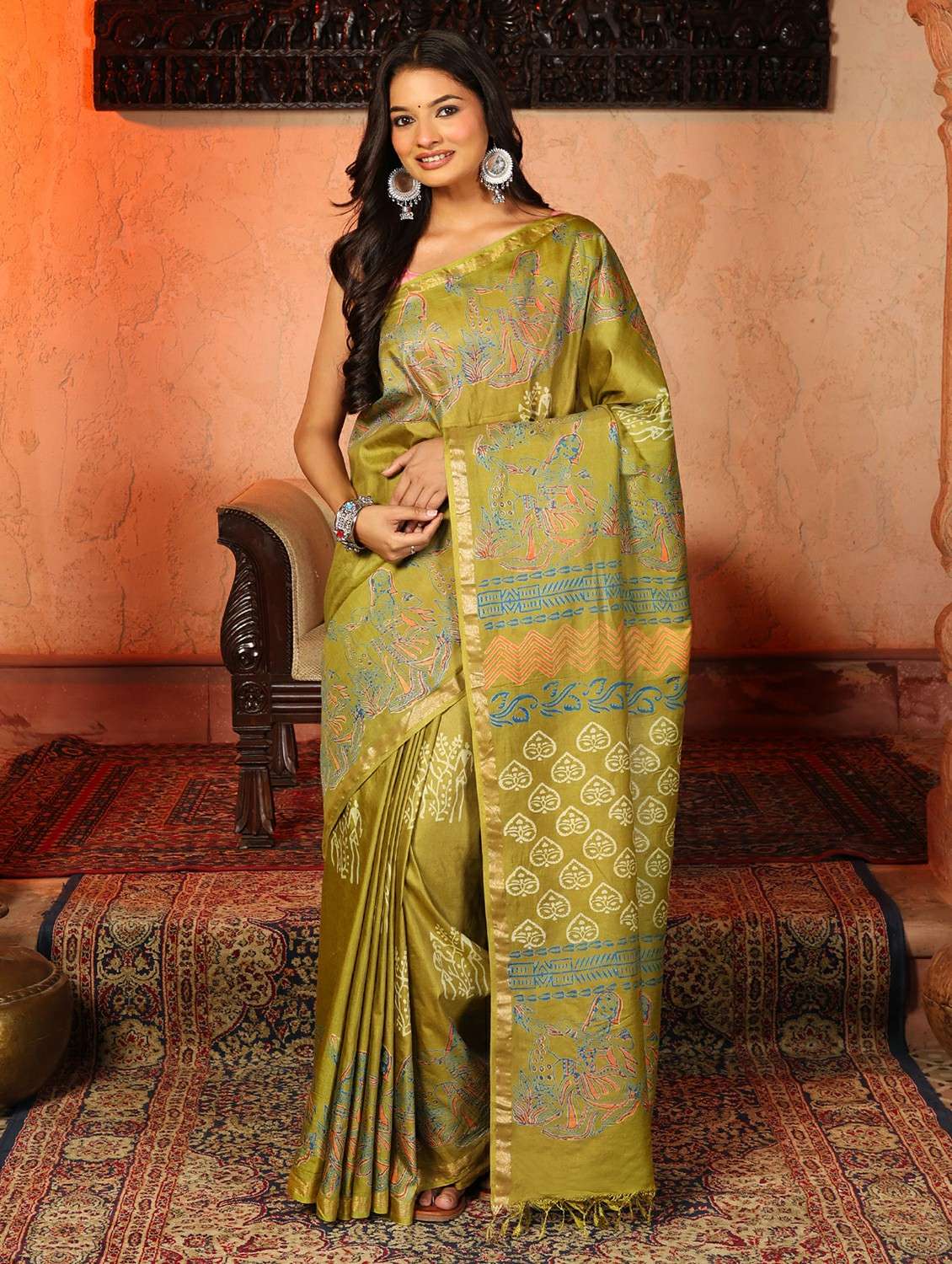 women printed casual wear saree with blouse - 22184302 -  Standard Image - 1