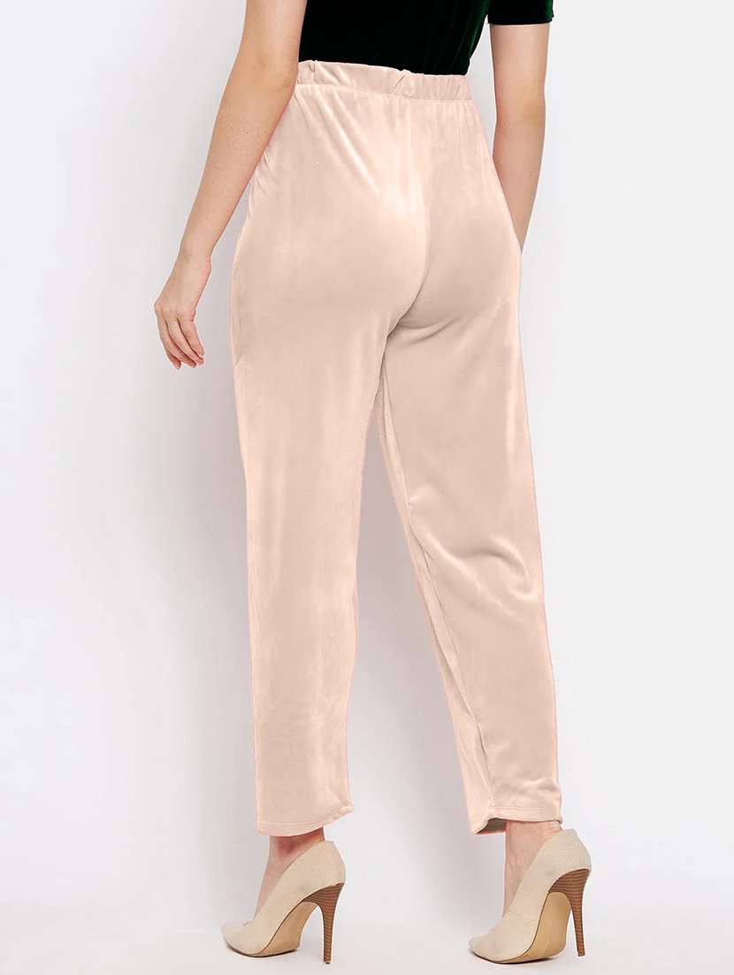 women pack of 2 solid high rise velvet straight trouser - 22184329 -  Standard Image - 4