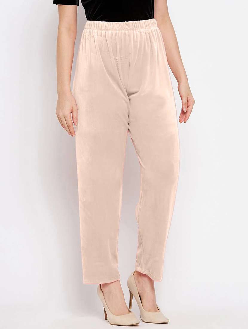 women pack of 2 solid high rise velvet straight trouser - 22184334 -  Standard Image - 1