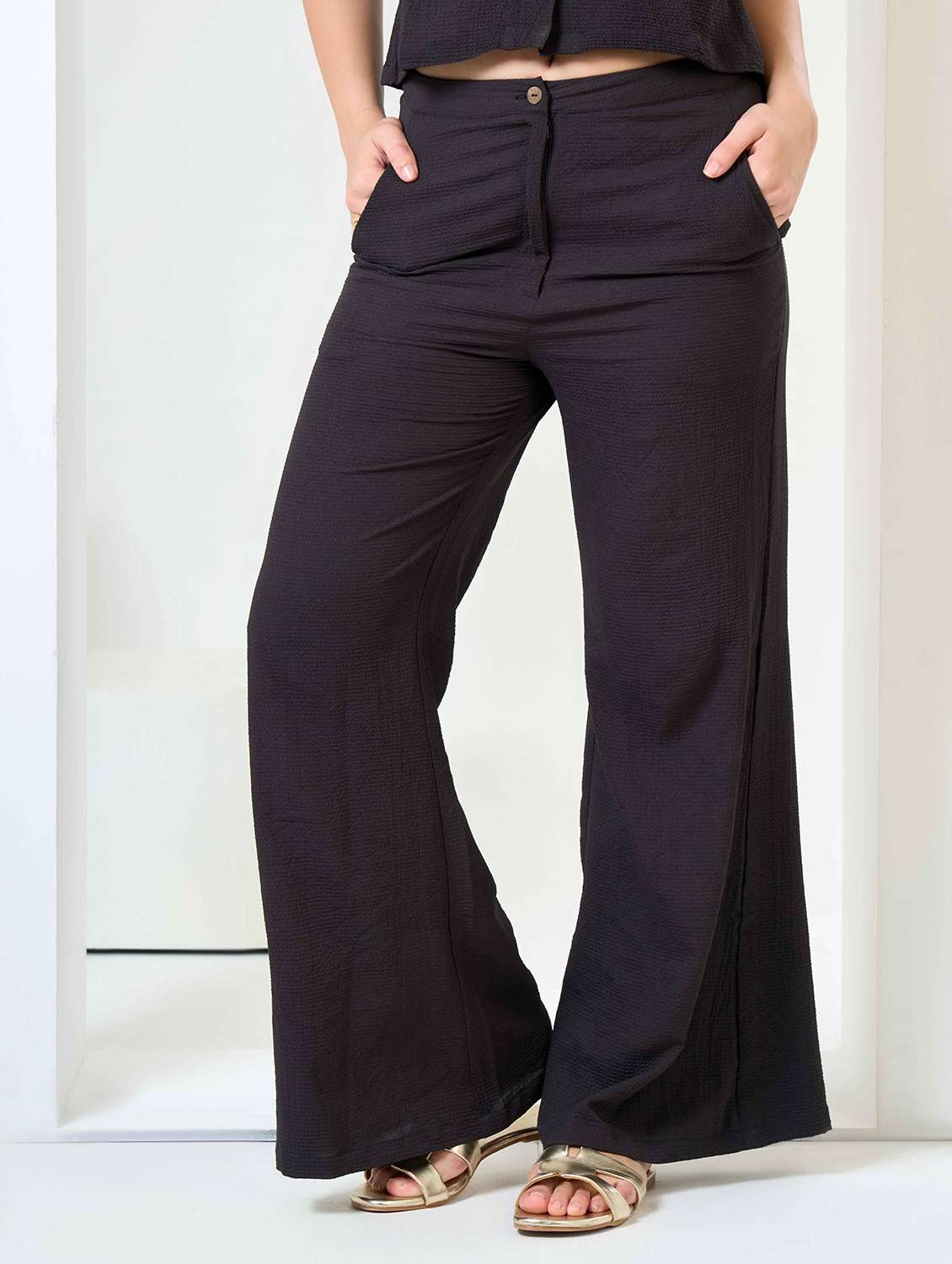 women solid shirt and trouser co-ord set - 22184345 -  Standard Image - 4