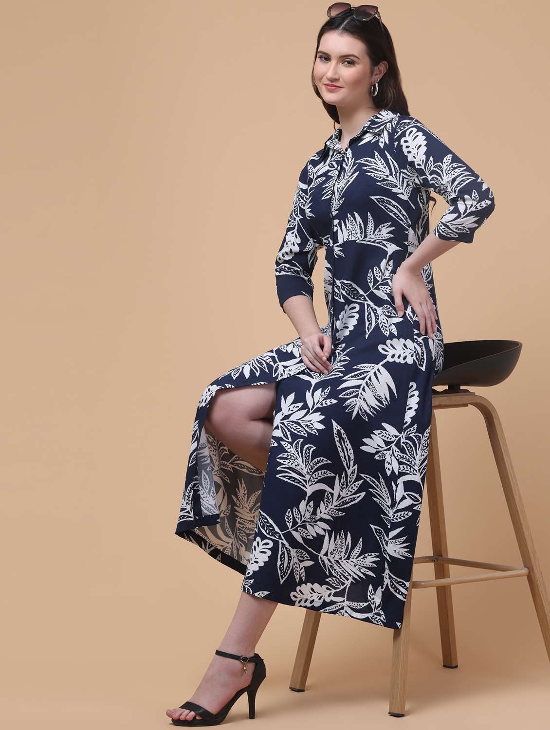women printed collared shirt dress - 22184361 -  Standard Image - 1