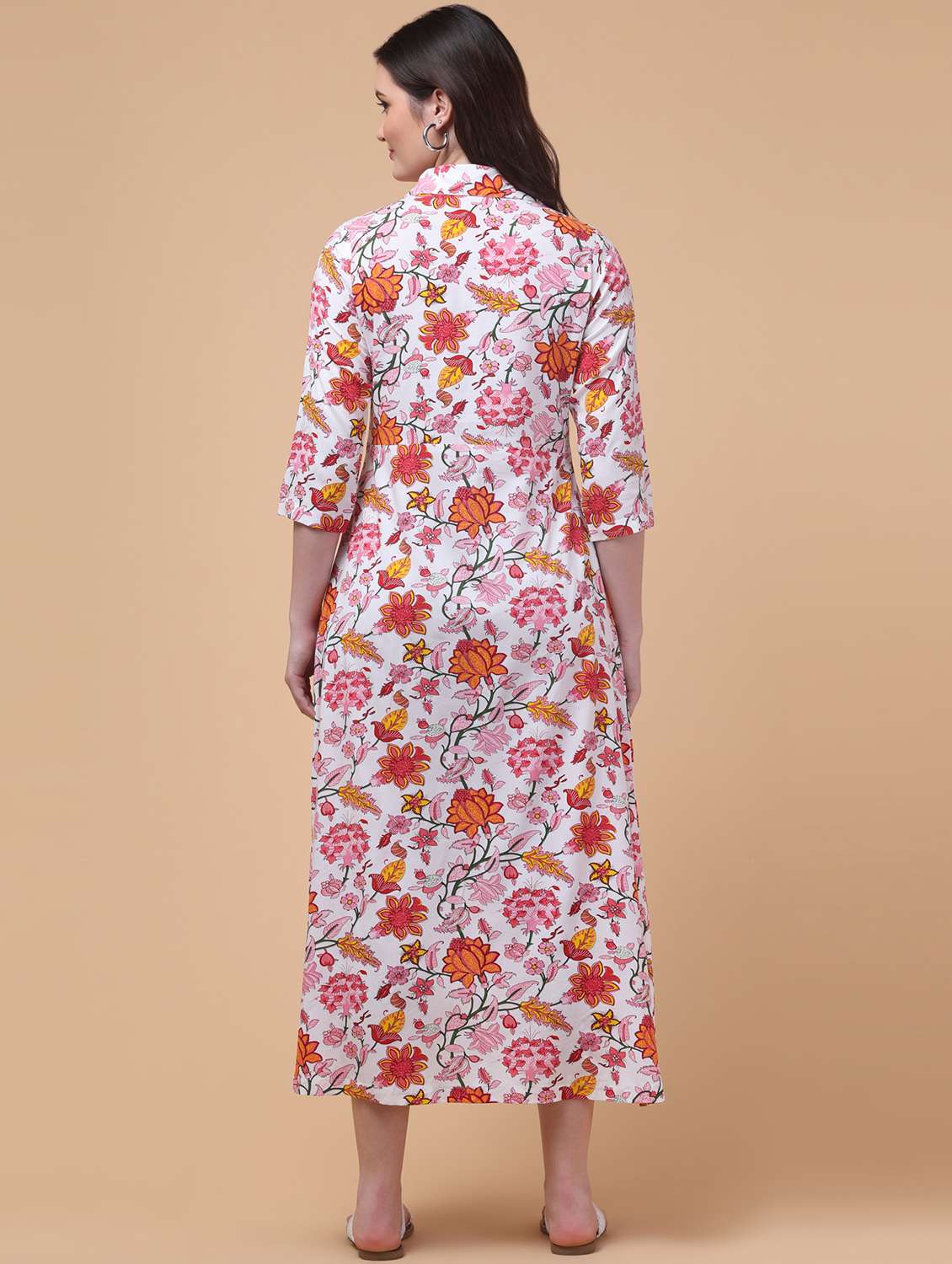 women floral print three quarter sleeve shirt dress - 22184362 -  Standard Image - 4