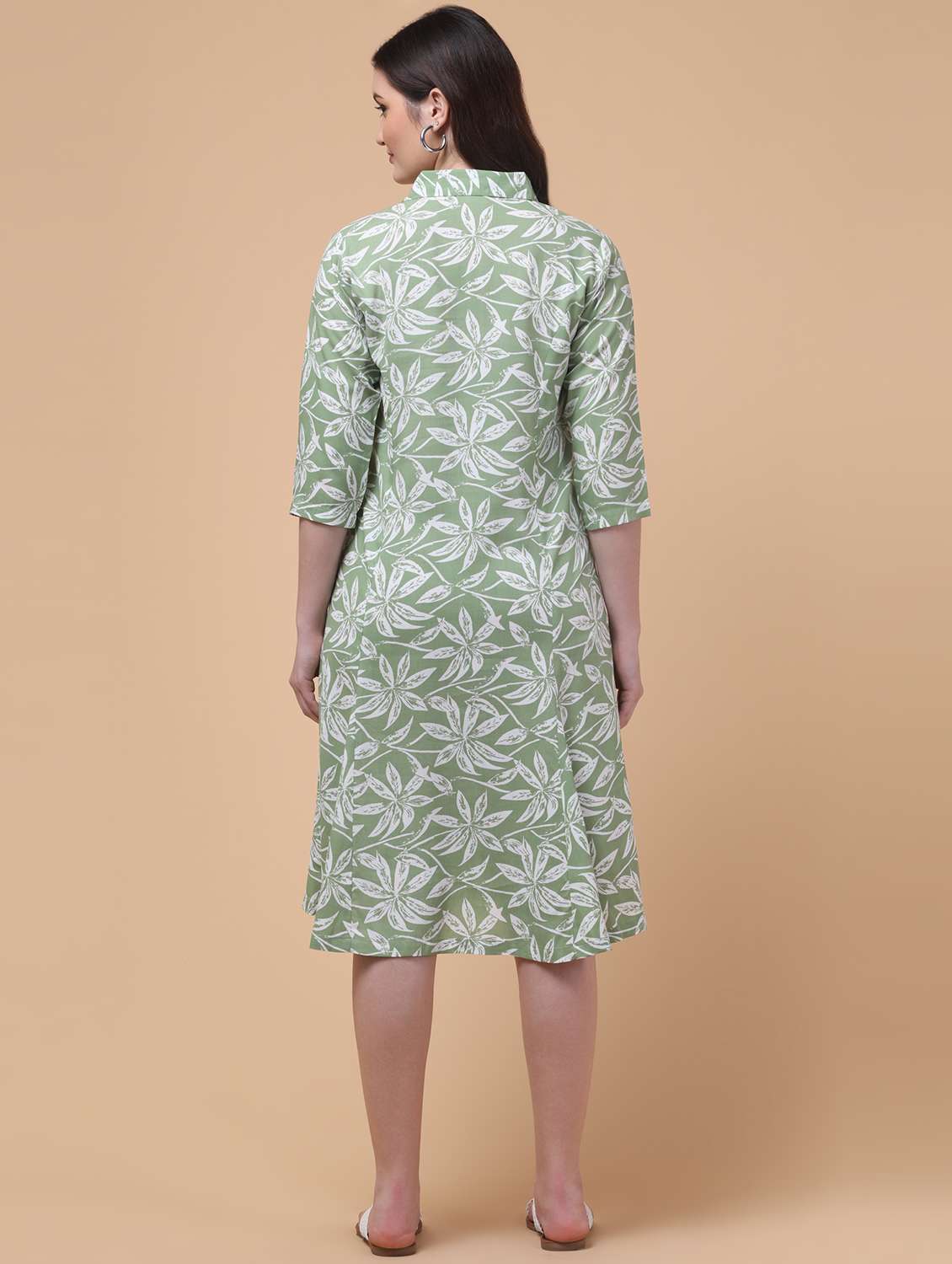 women printed three quarter sleeve shirt dress - 22184363 -  Standard Image - 4