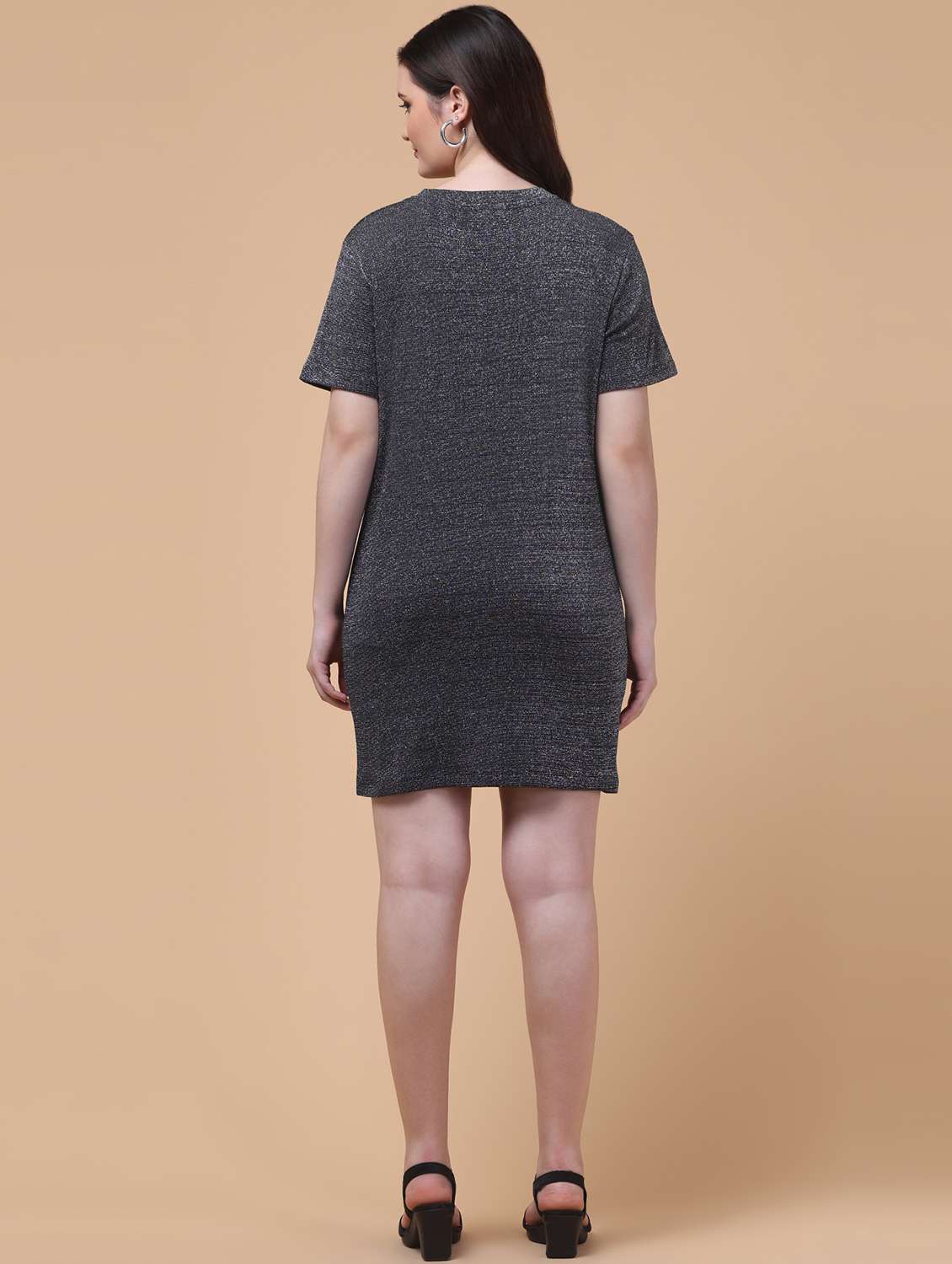 women solid short sleeve bodycon dress - 22184369 -  Standard Image - 4