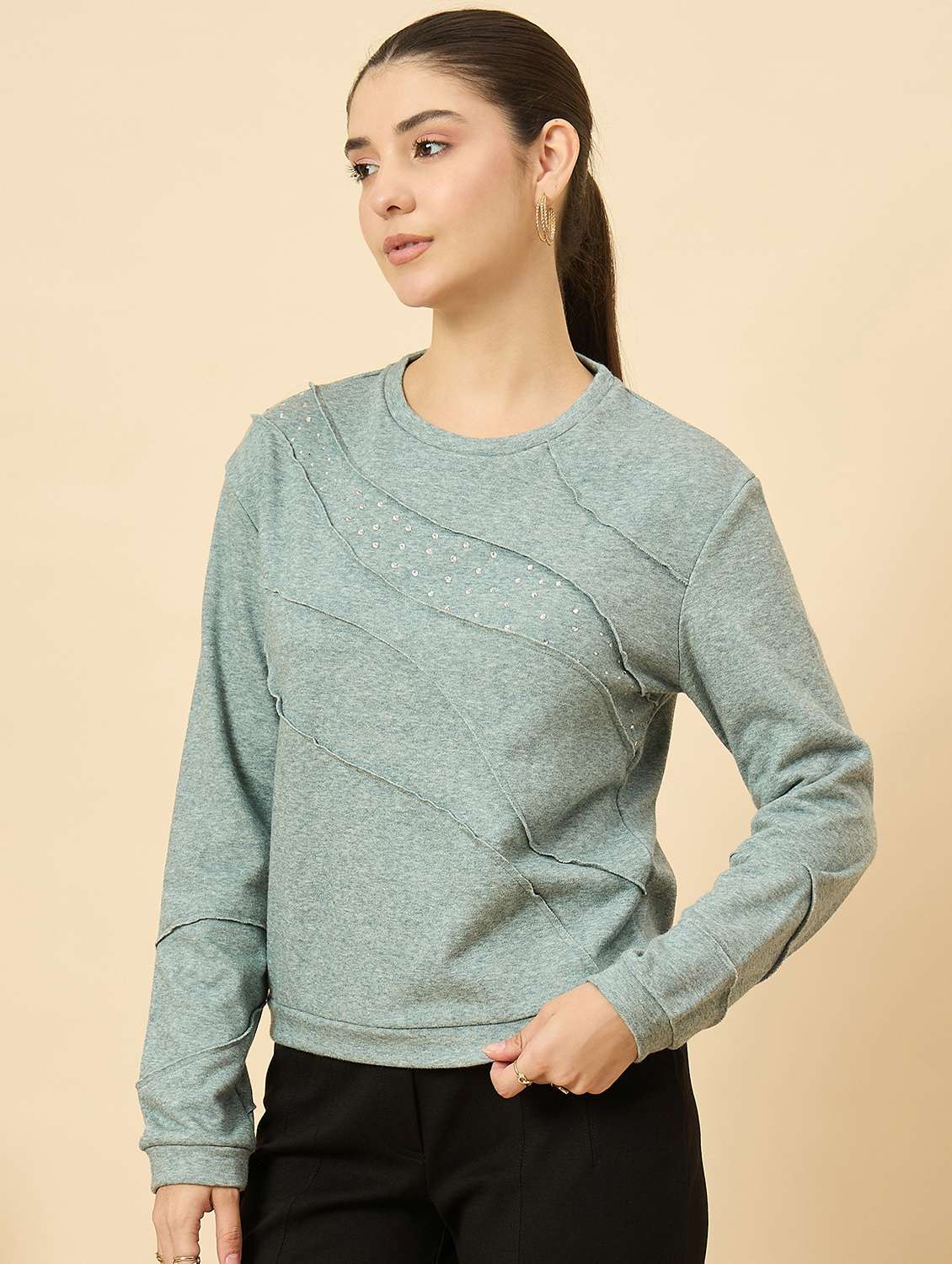women embellished long sleeve sweatshirt - 22184372 -  Standard Image - 1
