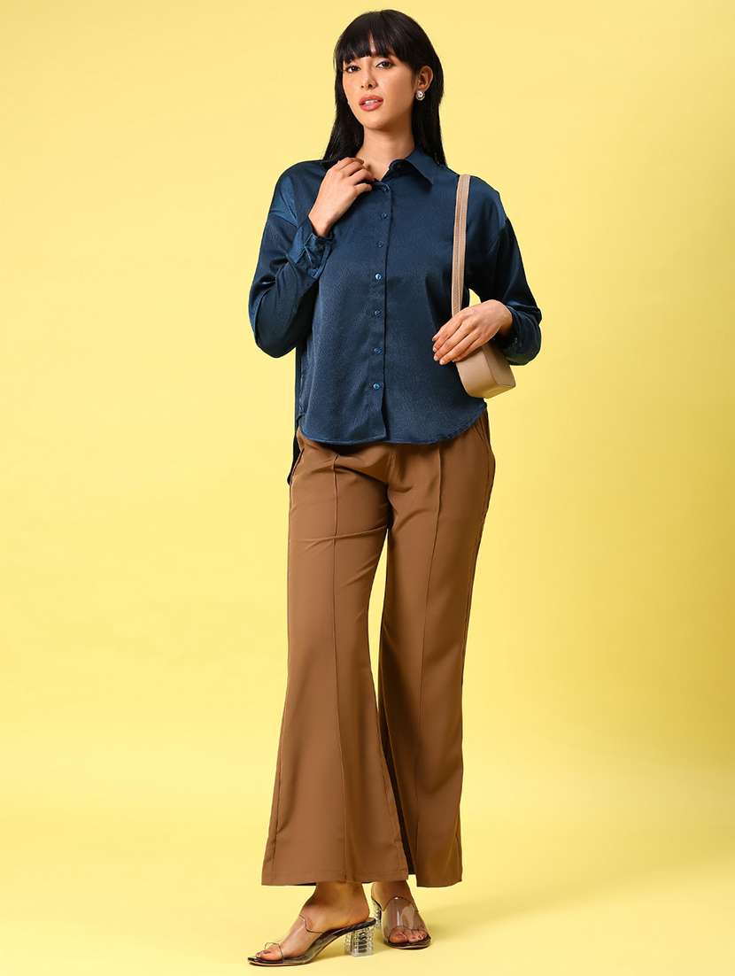 women solid mid rise bootcut trouser - 22184373 -  Standard Image - 4