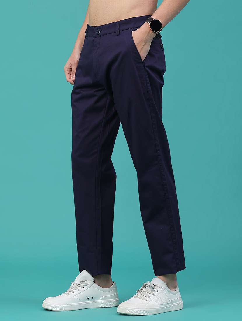 men solid mid rise chinos casual trouser - 22184420 -  Standard Image - 1