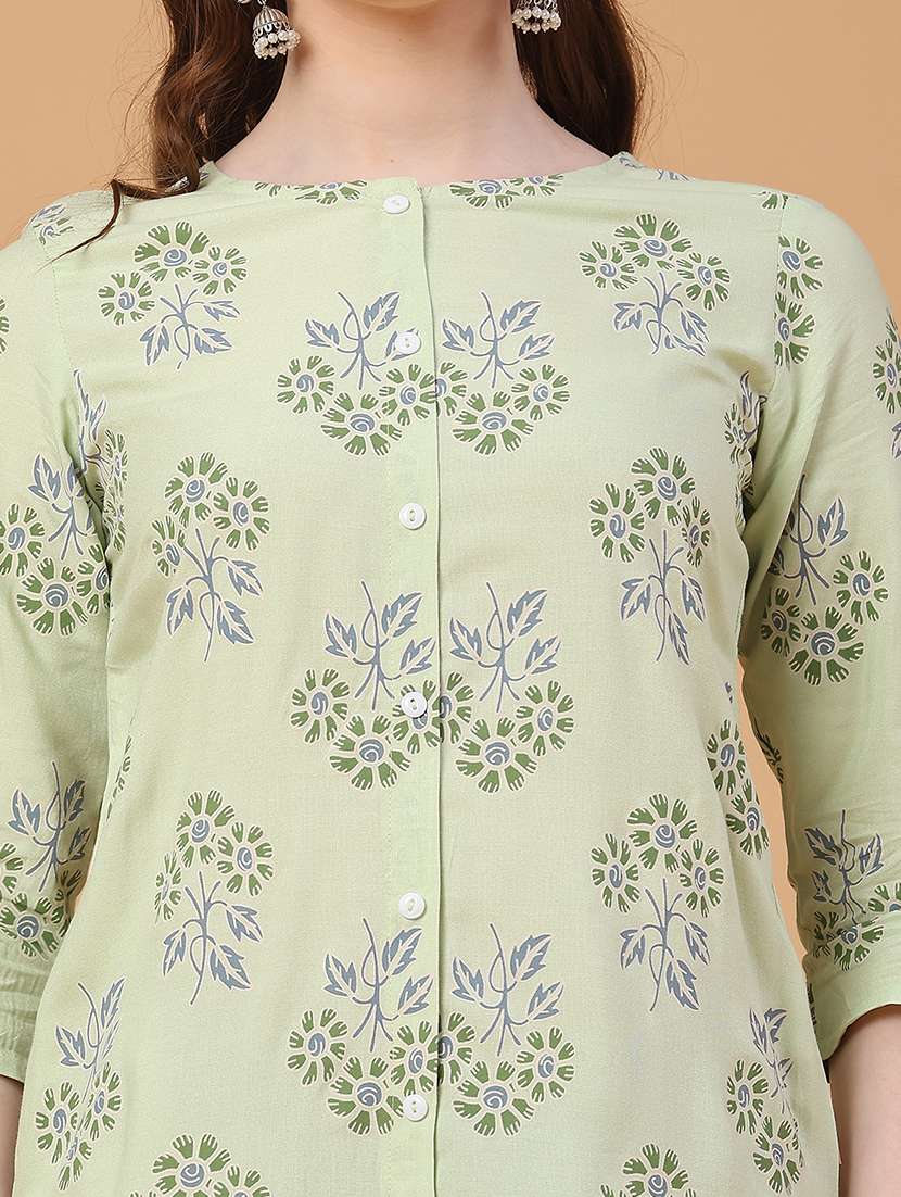 green rayon straight kurta - 22184424 -  Standard Image - 1