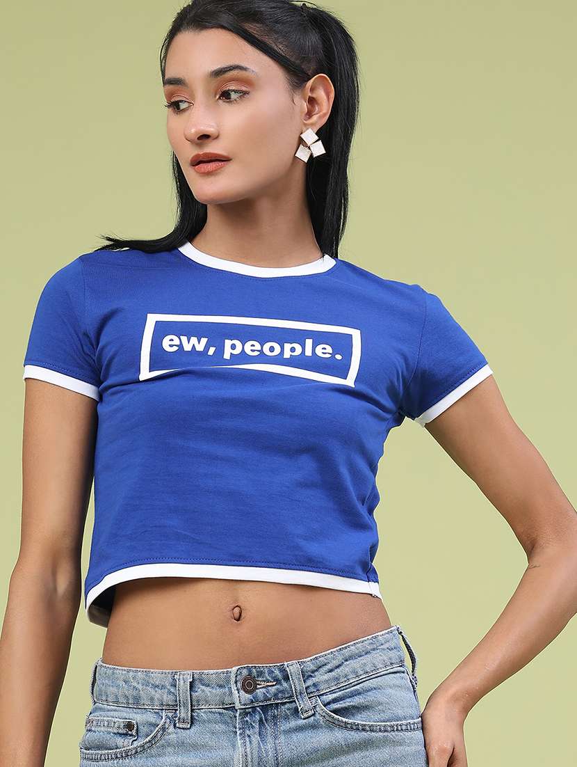women printed short sleeve crop t-shirt