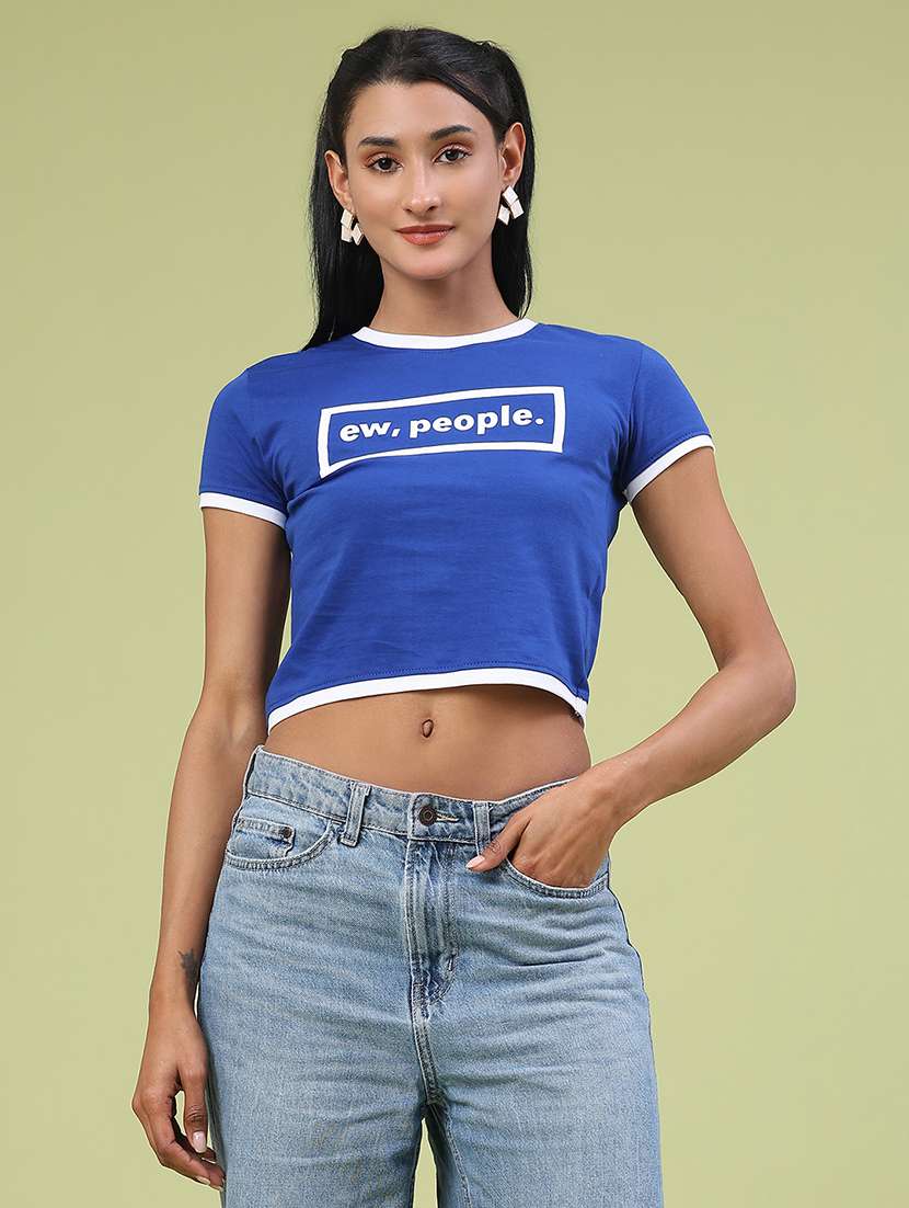 women printed short sleeve crop t-shirt - 22184434 -  Standard Image - 1