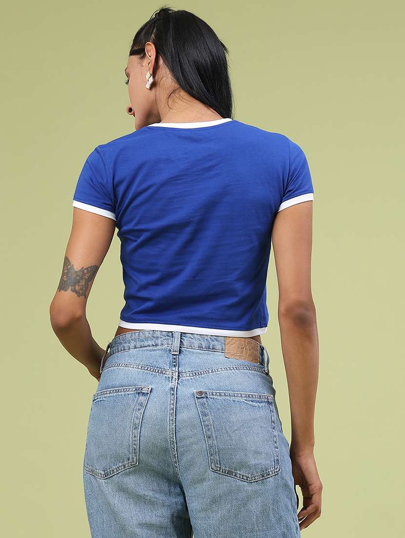 women printed short sleeve crop t-shirt - 22184434 -  Standard Image - 4