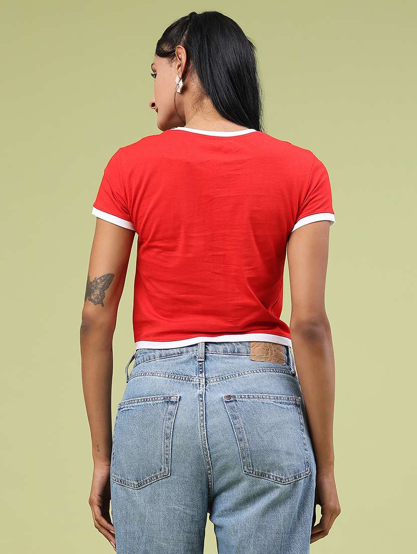 women printed short sleeve crop t-shirt - 22184437 -  Standard Image - 4