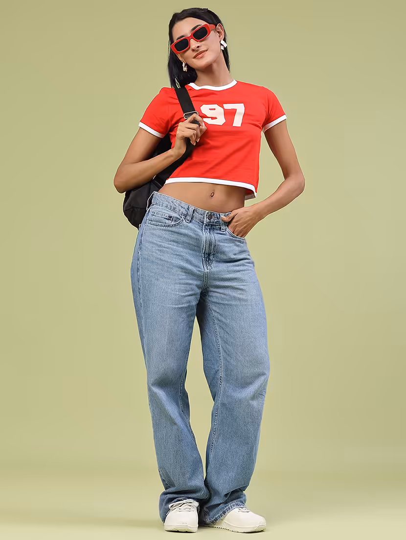 women printed short sleeve crop t-shirt - 22184437 -  Standard Image - 6