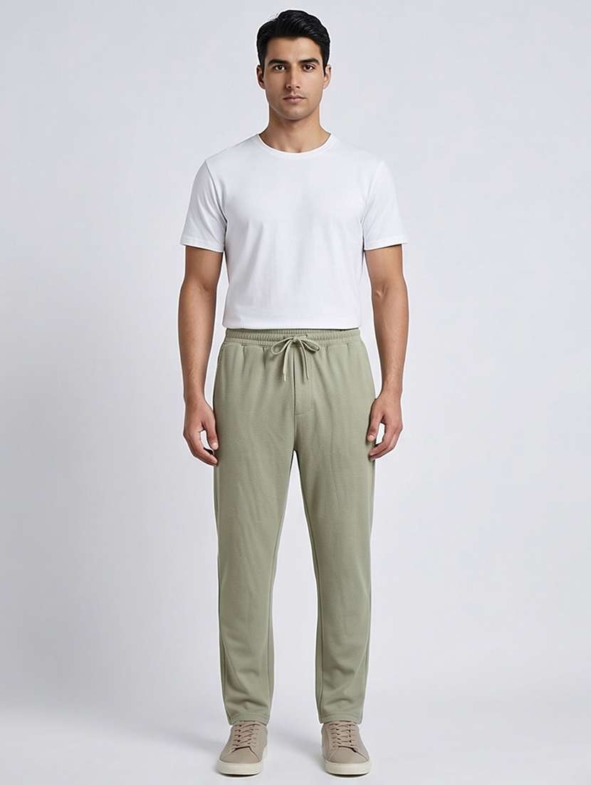 men solid mid rise full length track pant - 22184481 -  Standard Image - 4