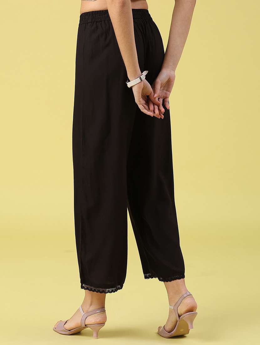 women solid mid rise straight palazzo - 22184561 -  Standard Image - 4