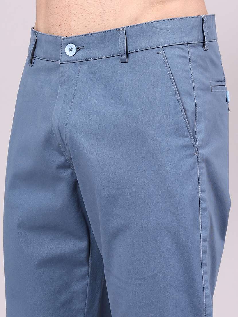 men solid mid rise chinos casual trouser - 22184587 -  Standard Image - 1