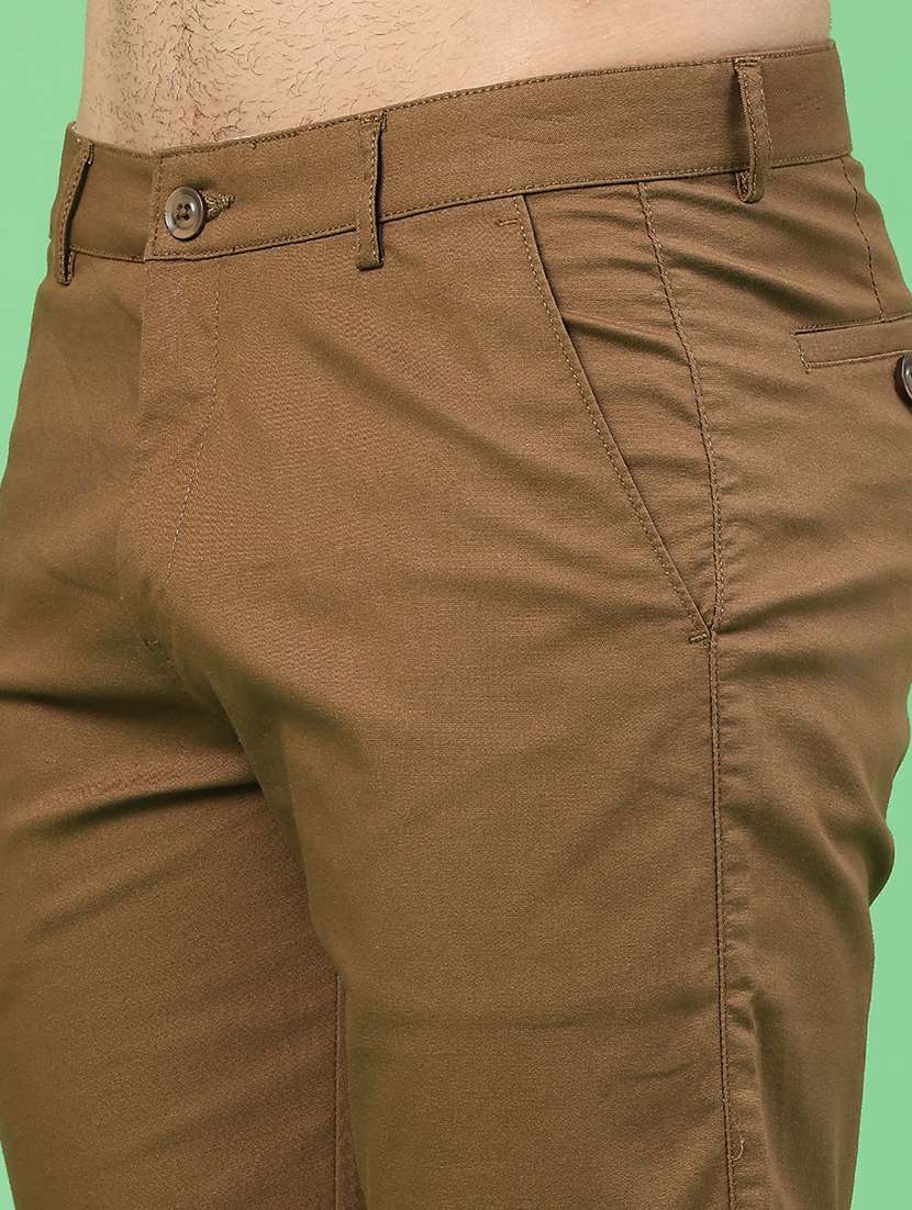 men solid mid rise chinos casual trouser - 22184588 -  Standard Image - 1