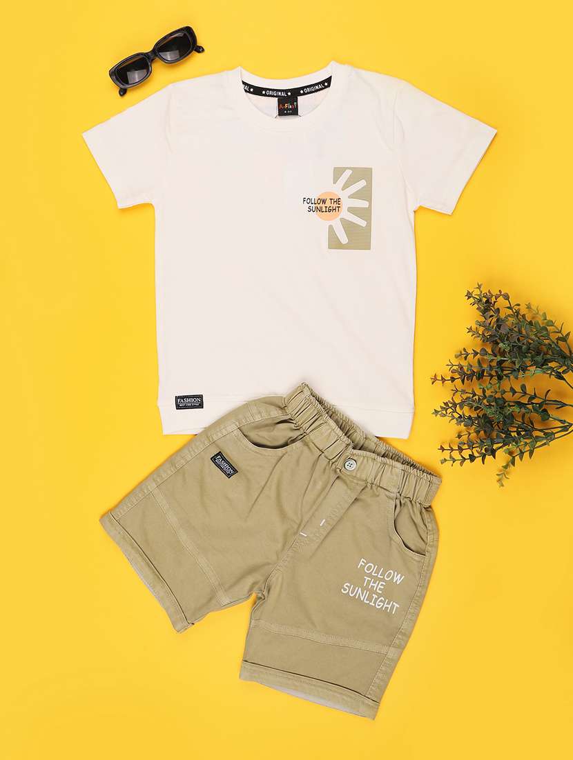 boys printed round neck t-shirt and shorts set - 22184593 -  Standard Image - 1