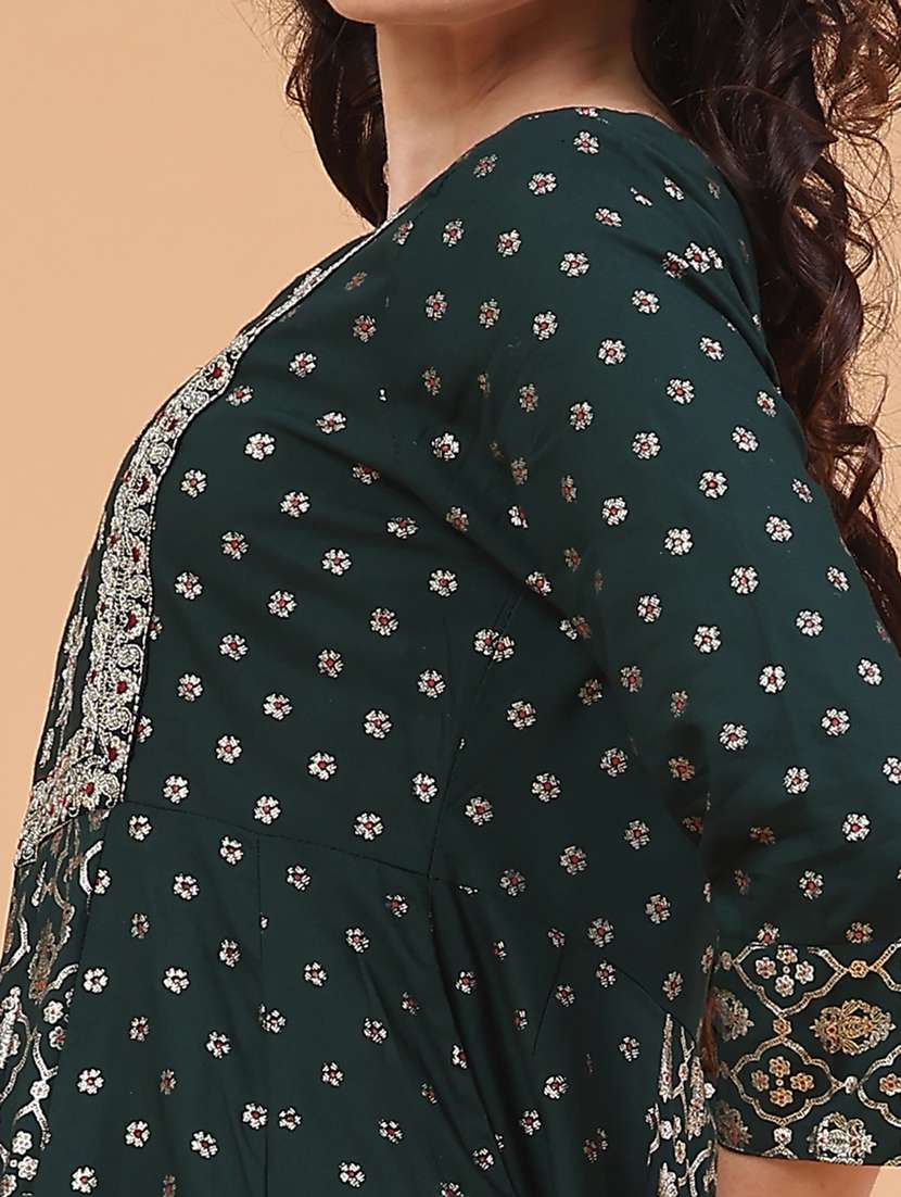 Women Printed Three Quarter Sleeve Flared Kurta - 22184630 -  Standard Image - 1